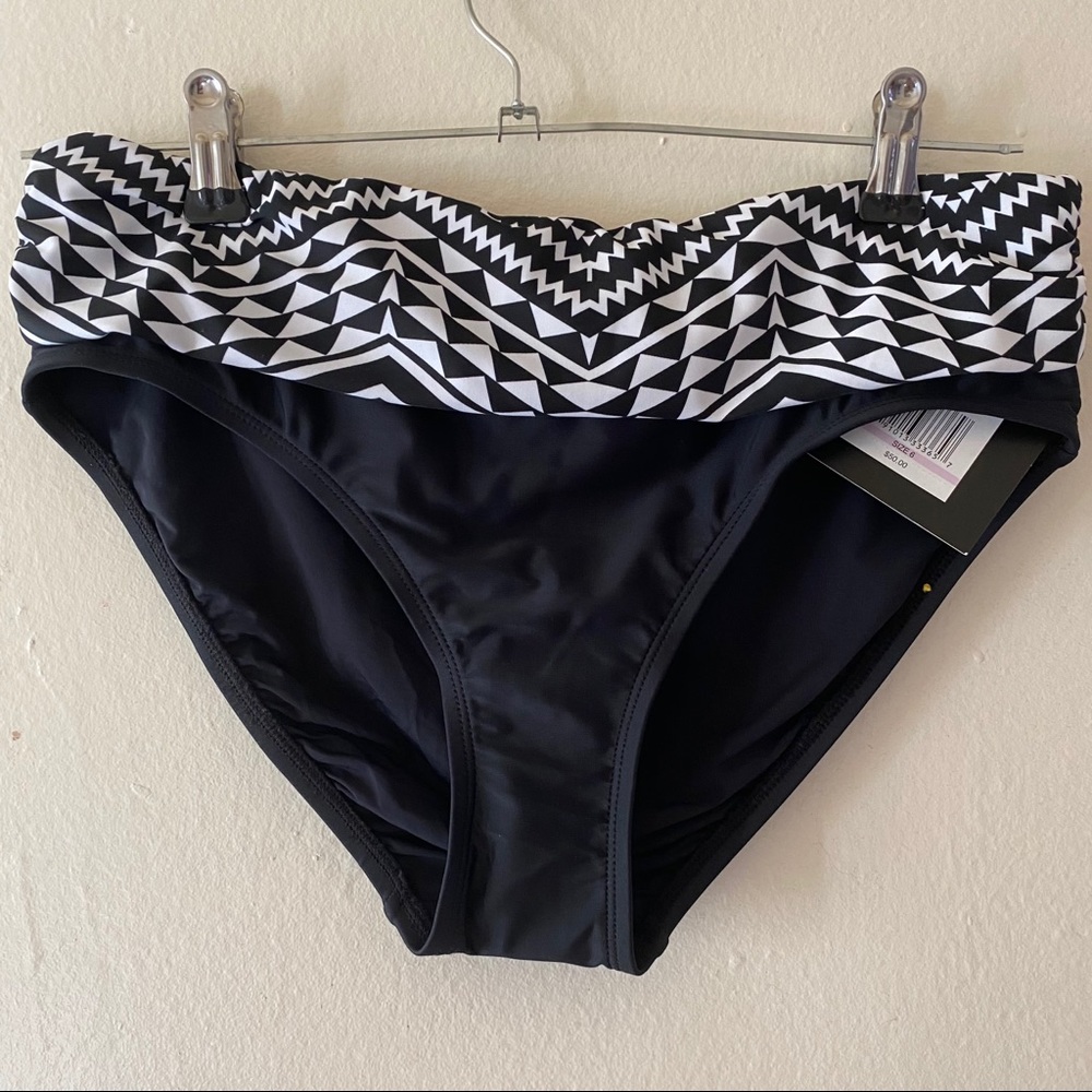 Ellen Tracy Bikini Print Bottom Black White Size 6